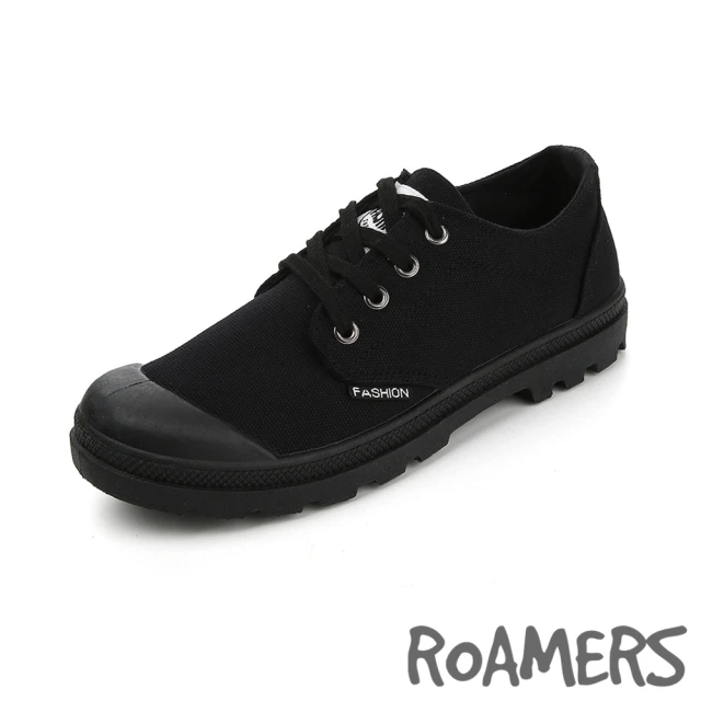 ROAMERS 防撞休閒鞋/防撞鞋頭設計百搭舒適帆布休閒鞋-男鞋(黑)