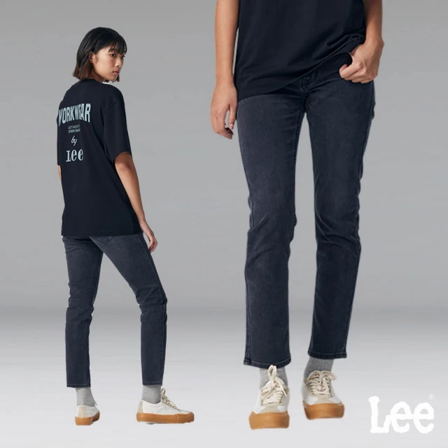 Lee 女裝 牛仔褲 / 401 中腰合身小直筒 黑色洗水(LB317034536)