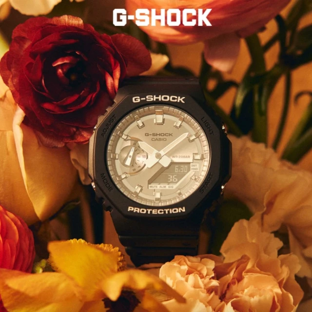 CASIO 卡西歐CASIO 卡西歐 G-SHOCK 農家橡樹 造型纖薄 黑銀雙顯腕錶 45.4mm(GA-2100SB-1A)