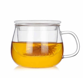 【JOHN HOUSE】帶蓋透明泡茶杯 高硼矽玻璃 沖茶器 沖泡壺 玻璃杯 茶壺(350ml)