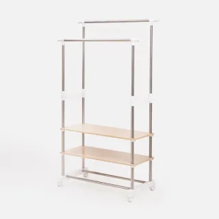 【特力屋】不鏽鋼三層雙桿伸縮曬衣架 