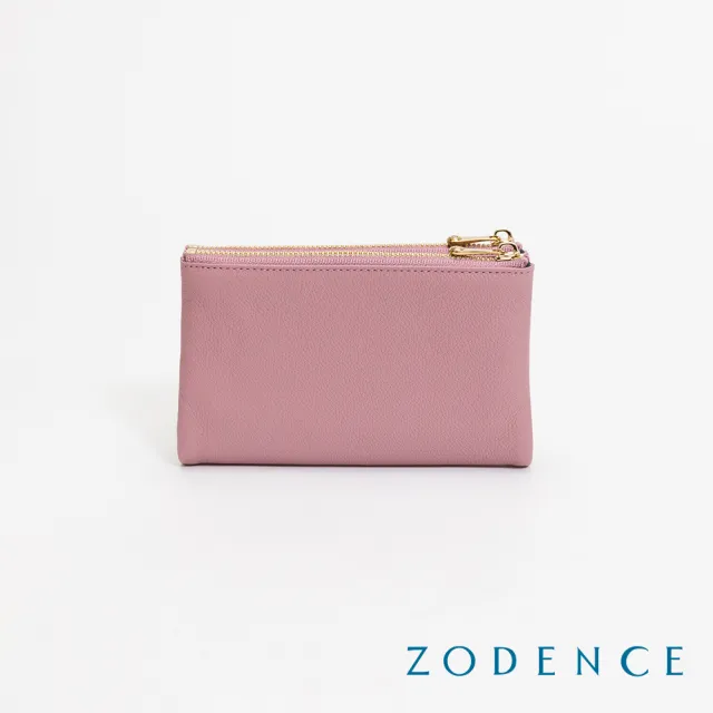 【ZODENCE 佐登司】LIZ進口牛皮對開輕薄中夾(藕粉)
