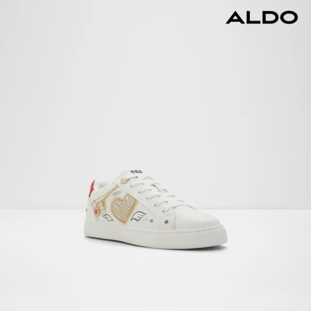 【ALDO】LANDSCAPE-愛心塗鴉裝飾小白鞋-女鞋(白色)