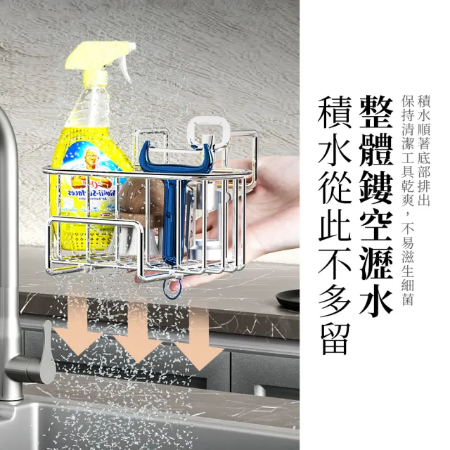 【SUNORO】掛式水槽瀝水籃 收納籃 抹布架 置物架 廚房收納