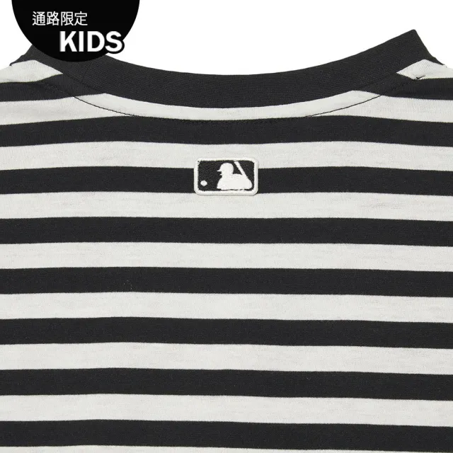 【MLB】童裝 條紋長袖T恤 紐約洋基隊(7ATSB0134-50BKS)
