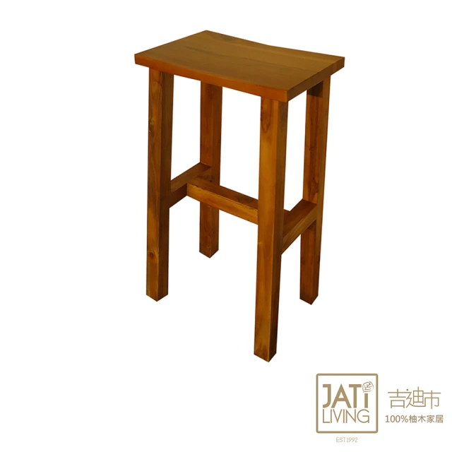 【吉迪市柚木家具】柚木方形高腳凳 LT-026S1(椅凳 吧台椅 板凳 餐椅 椅子 復古 簡約 鄉村)