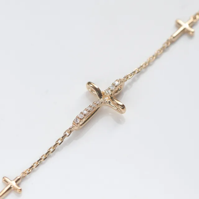 【CHARIS & GRACE 佳立思珠寶】18K金 手鍊 金線條十字架手鍊