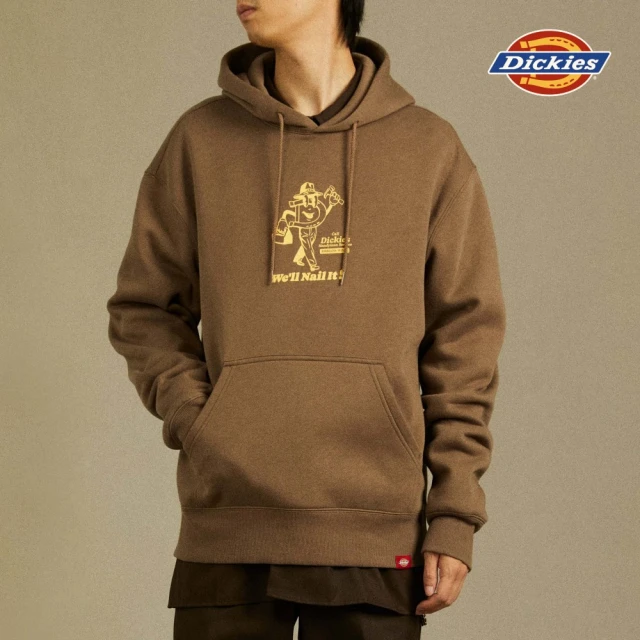 Dickies 男款棕色胸前趣味圖案印花休閒連帽大學T｜DK012572A77