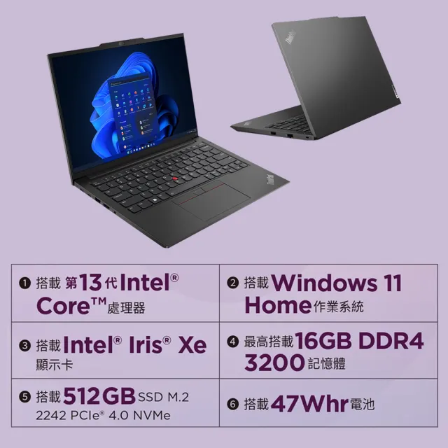 ThinkPad】升級16G記憶體☆14吋i5商用筆電(E14/i5-1340P/8G/512G/Non