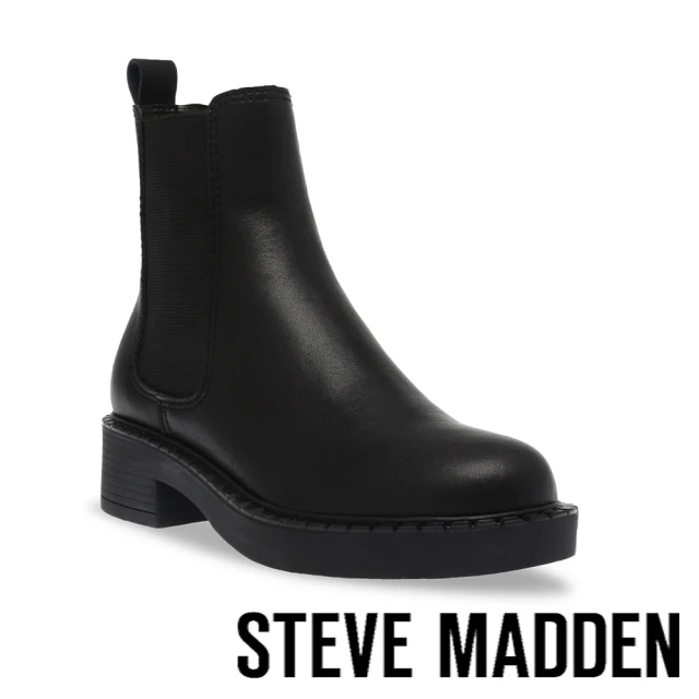 STEVE MADDEN ARCHED 平底切爾西厚底靴(黑色)