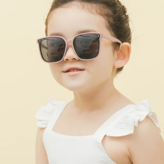 【ALEGANT】童樂時尚綿羊粉兒童專用輕量矽膠彈性太陽眼鏡(UV400方框偏光墨鏡)