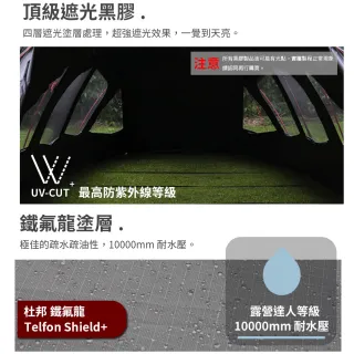 【NUIT 努特】天空之城3 黑膠快搭帳 塔型家庭帳篷 黑膠帳別墅帳蓬隧道帳 耐水壓一房一廳努特帳(NTG81)