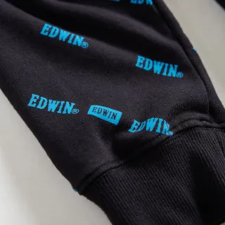 【EDWIN】男裝 EDGE 滿版印花 LOGO厚長袖T恤(黑色)