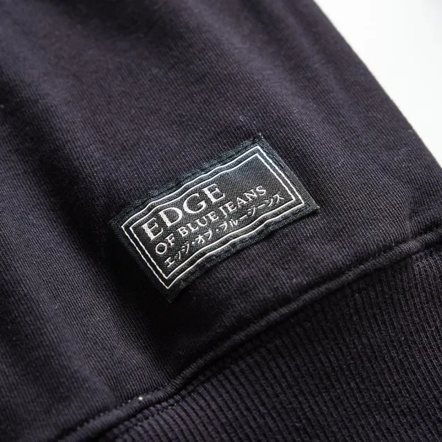 【EDWIN】男裝 EDGE 車縫 BOX LOGO厚長袖T恤(黑色)