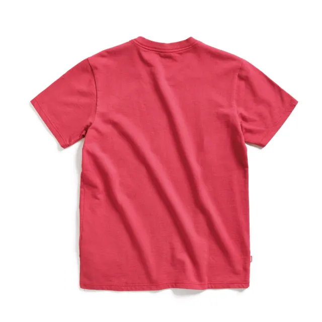 【EDWIN】男裝 露營系列 富士山腳營地LOGO小印花短袖T恤(暗紅色)