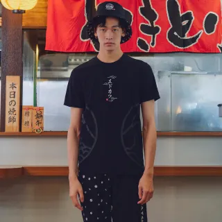 【EDWIN】江戶勝 男裝 斜邊大LOGO短袖T恤(黑色)