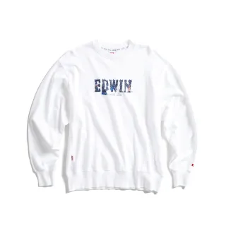 【EDWIN】男裝 露營系列 森林LOGO寬版厚長袖T恤(白色)