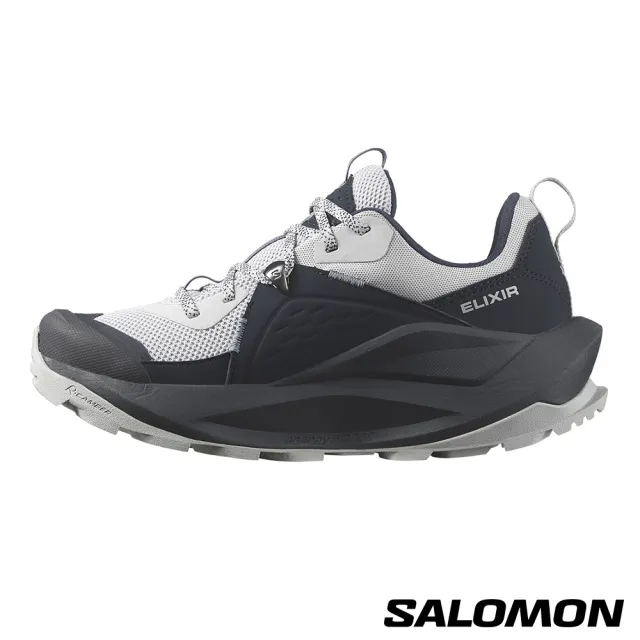 【salomon官方直營】女 ELIXIR Goretex 低筒登山鞋(碳黑/珍珠藍/火石灰)