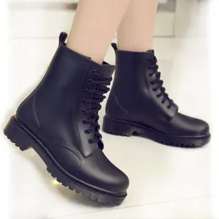 【LN】現貨 韓版時尚防滑綁帶馬丁雨靴(防滑/防水/厚底/雨鞋/雨靴)