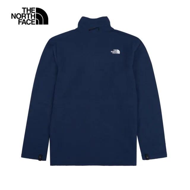 【The North Face 官方旗艦】北面男款藍色保暖舒適休閒立領抓絨外套｜88R88K2