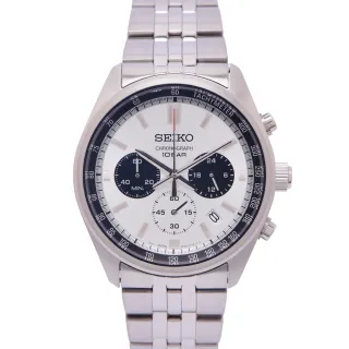 【SEIKO 精工】CS系列 三眼計時不鏽鋼錶帶手錶-銀面X銀色/41mm(SSB425P1)