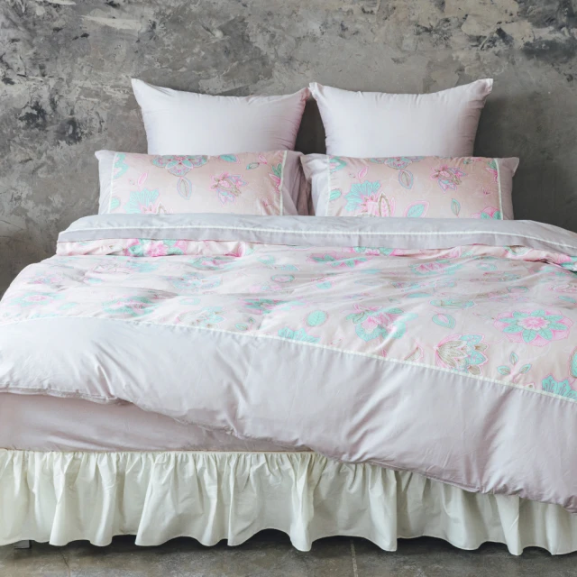 LITA 麗塔寢飾 60支精梳棉 兩用被床包組 花園-共3色(雙人加大)