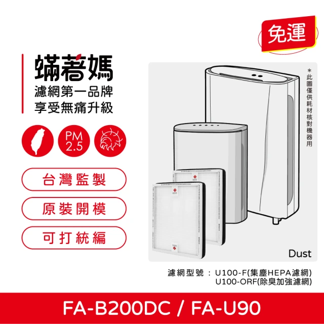 蟎著媽 HEPA濾網2入優惠組(適用 3M FA-B200DC FA-U90 空氣清淨機 U100-F U100-ORF)