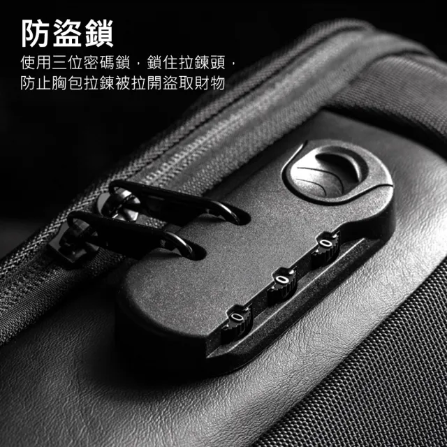 【KOKOYI】出國防盜鎖輕便快速收納USB充電孔大容量多層收納旅行運動慢跑健身側肩包(證件包 證件包 胸包)