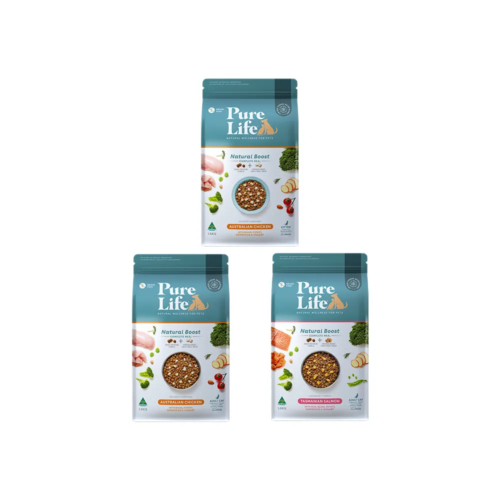 【PURE LIFE 純境】澳洲無穀凍乾貓糧300g(凍乾飼料、幼母貓糧、全齡貓糧、成貓飼料、貓飼料)