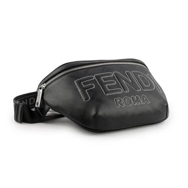 【FENDI 芬迪】FF Logo Shadow 皮革腰包(黑色)