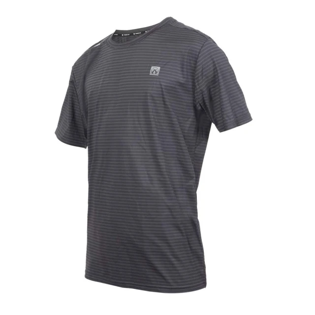 FIRESTARFIRESTAR 男彈性圓領短袖T恤-慢跑 路跑 涼感 運動 上衣 反光 黑銀(D3229-10)