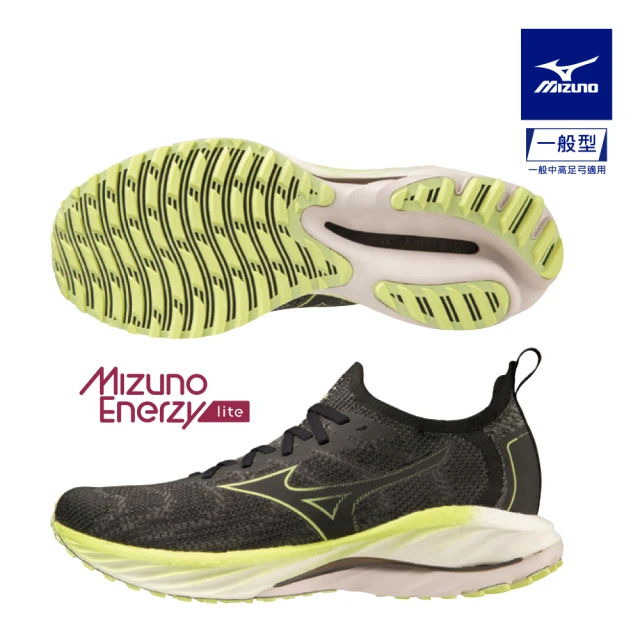 MIZUNO 美津濃 WAVE NEO WIND 男款 一般型 襪套式 慢跑鞋 黑灰(J1GC227852)