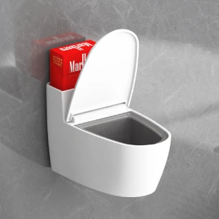 【浴室小物】馬桶造型壁掛式帶蓋菸灰缸(菸蒂盒 菸灰架 防飛灰 菸灰收納架 廁所 衛浴)
