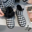 【JP Queen New York】時尚千鳥保暖內刷毛短雪靴(2色可選)
