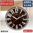 【RHYTHM 麗聲】日系立體刻度木質靜音掛鐘(可可柚木色)