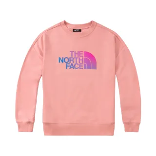 【The North Face 官方旗艦】北面女款粉紅色舒適透氣大尺寸品牌印花寬鬆大學T｜86QDI0R