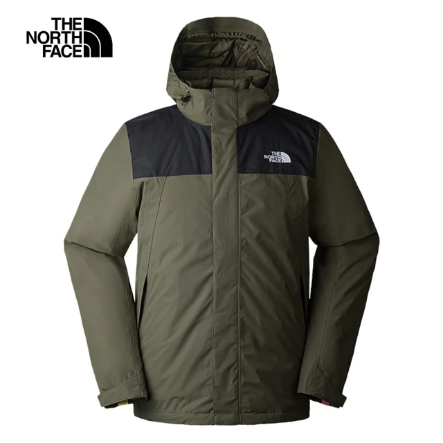 The North Face 北面男款綠黑拼接防水透氣保暖連帽三合一外套｜892A21L