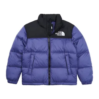 【The North Face 官方旗艦】經典ICON-北面兒童藍黑拼接DWR防潑水保暖羽絨外套｜82UDI0D