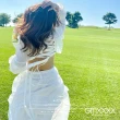 【Gmxxxx】法式白色系雪紡層次感綁帶露背長洋裝(白色洋裝 雪紡洋裝)