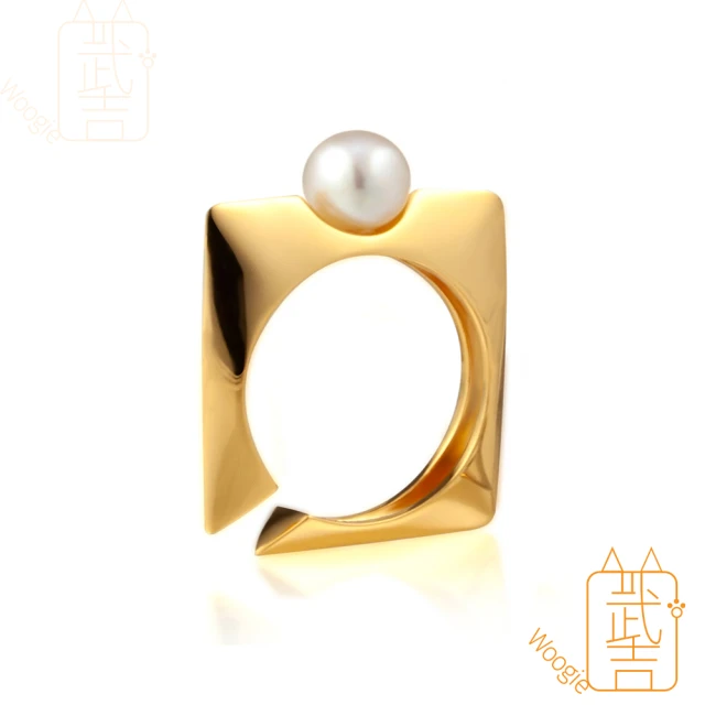 Woogie武吉珠寶 天然小方塊造型淡水珍珠戒指(母貝方塊)