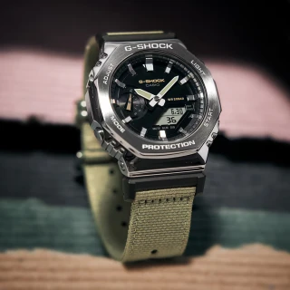 【CASIO 卡西歐】G-SHOCK 金屬八角防護構造雙顯錶 禮物 開學(GM-2100C-5A/速)