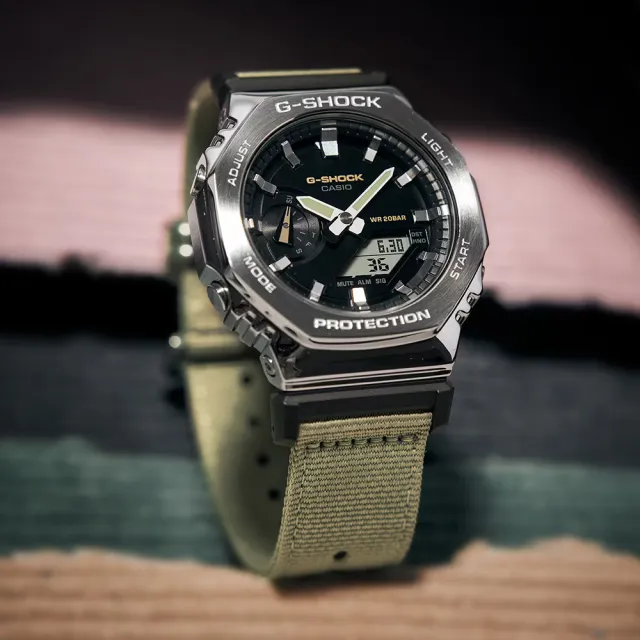 【CASIO 卡西歐】G-SHOCK 金屬八角防護構造雙顯錶 禮物 開學(GM-2100C-5A/速)