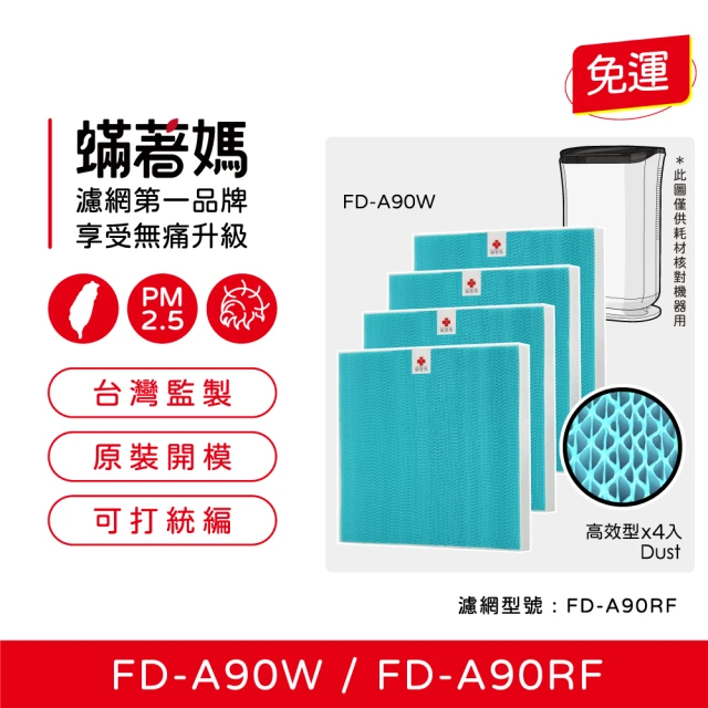 蟎著媽 濾網4入優惠組(適用 3M FD-A90W FDA90W FDA90RF 空氣清淨機 除濕機)