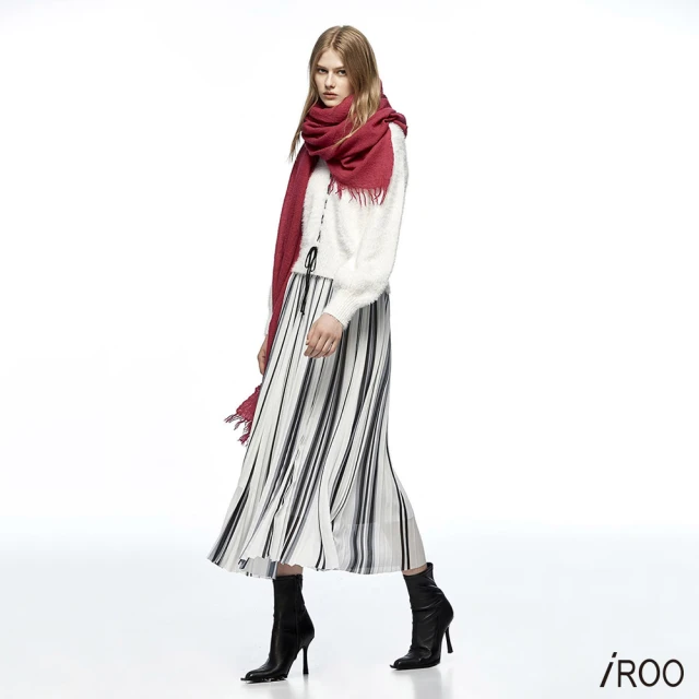 iROO 配色條傘狀雪紡摺裙