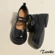 【Taroko】青春姿態拼色粗高跟樂福鞋(2色可選)