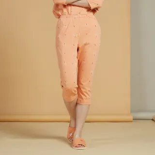 【YVONNE 以旺傢飾】柯基印花七分褲(暖陽橘)