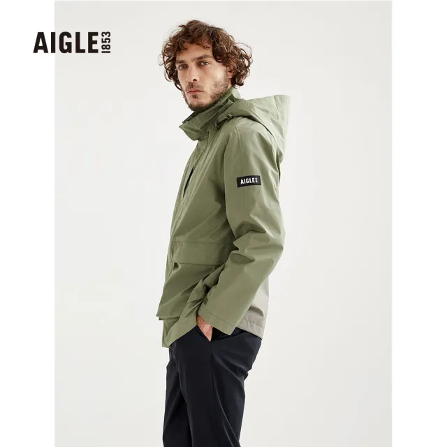 【AIGLE】防水風衣AG-3P132A070 綠色(男風衣 防水透氣風衣)