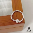 【ANGEL】小花朵碎銀珍珠伸縮彈力繩戒指(2色可選)