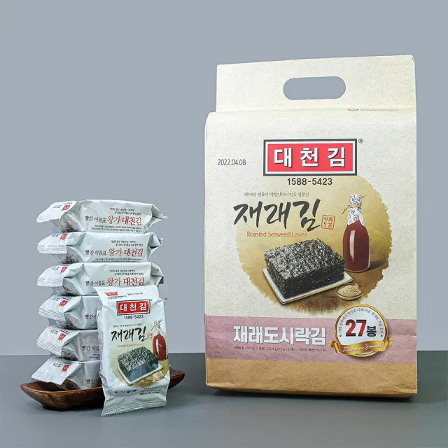 【韓味不二】韓國大川傳統海苔4.5G*27入x2袋(送禮推薦)