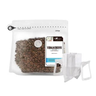 【Cofeel 凱飛】鮮烘豆耶加雪夫中烘焙咖啡豆半磅+濾掛咖啡袋20入食品級濾紙